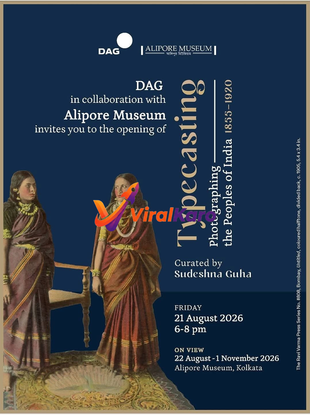 Exhibition invitation poster for Typecasting: Photographing the Peoples of India 1855–1920, held at Alipore Museum, Kolkata.