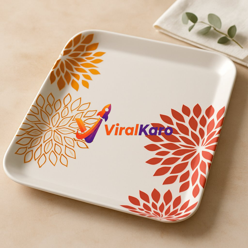 Floral Patterned Serving Tray - Elegant Home Decor