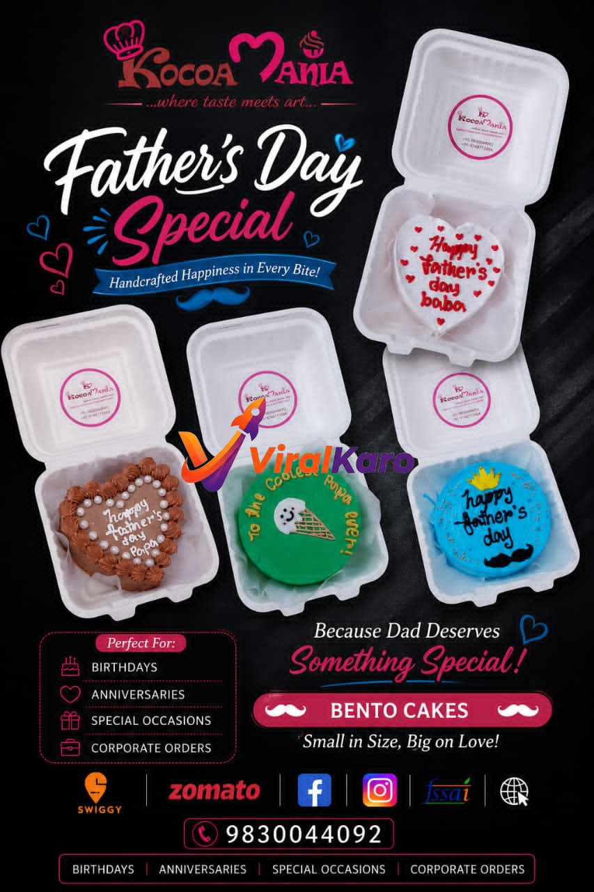Selection of three Kocoa Mania Bento cakes in heart-shaped and round boxes with Father's Day messages like 'Happy Father's Day Baba' and 'To the coolest Papa ever'.